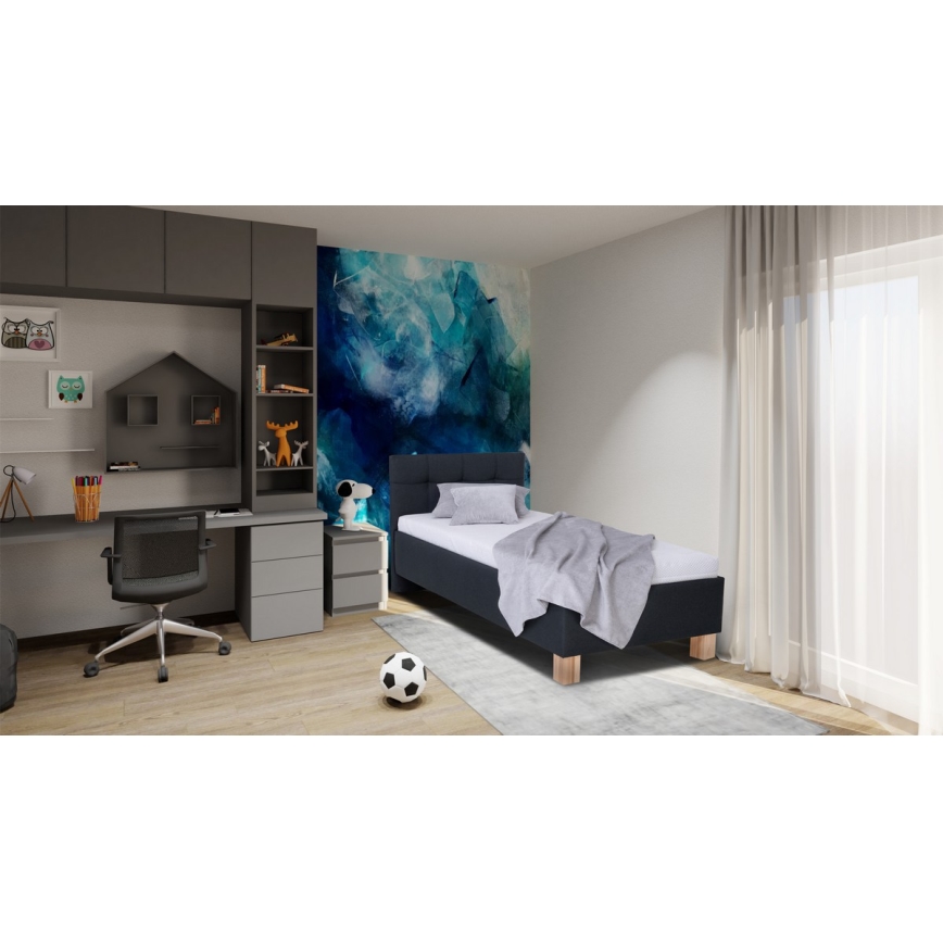 Oblazinjena postelja s prostorom za shranjevanje brez vzmetnice MARIA ONE 90x200 cm antracit