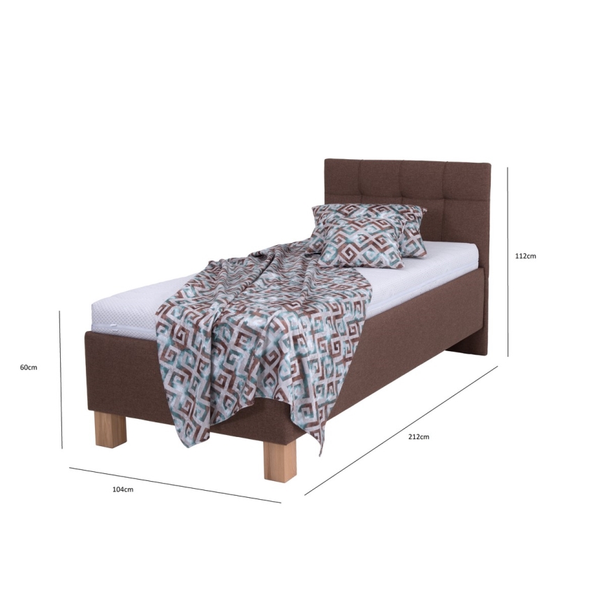 Oblazinjena postelja s prostorom za shranjevanje brez vzmetnice MARIA ONE 90x200 cm rjava