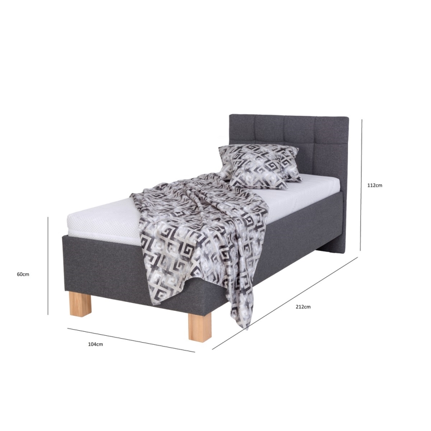Oblazinjena postelja s prostorom za shranjevanje brez vzmetnice MARIA ONE 90x200 cm siva