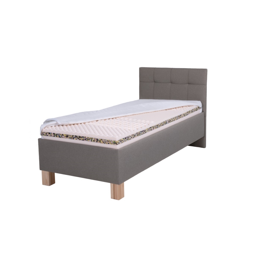 Oblazinjena postelja s prostorom za shranjevanje brez vzmetnice MARIA ONE 90x200 cm taupe