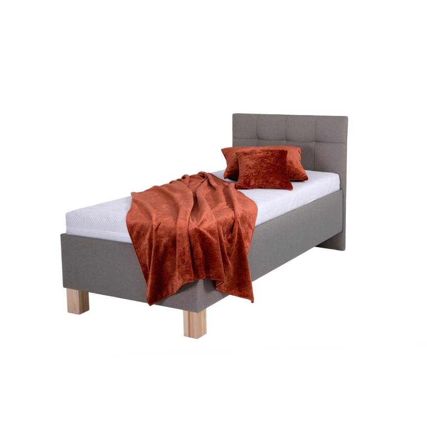 Oblazinjena postelja s prostorom za shranjevanje brez vzmetnice MARIA ONE 90x200 cm taupe