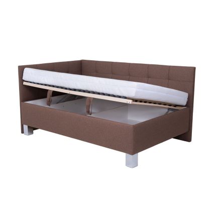 Oblazinjena postelja s prostorom za shranjevanje brez vzmetnice MARIA PETITE 120x200 cm rjava
