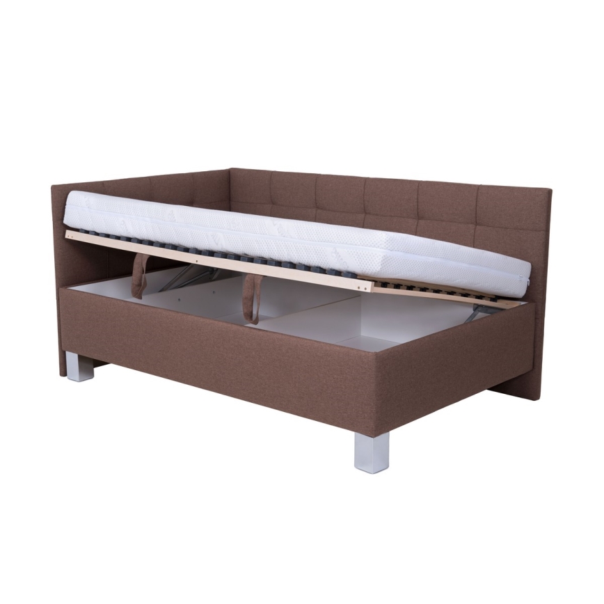 Oblazinjena postelja s prostorom za shranjevanje brez vzmetnice MARIA PETITE 120x200 cm rjava