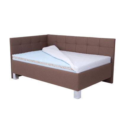 Oblazinjena postelja s prostorom za shranjevanje brez vzmetnice MARIA PETITE 120x200 cm rjava