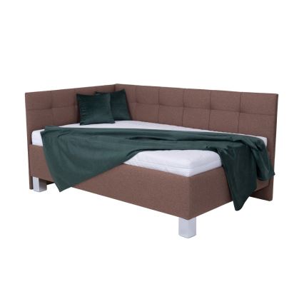 Oblazinjena postelja s prostorom za shranjevanje brez vzmetnice MARIA PETITE 120x200 cm rjava