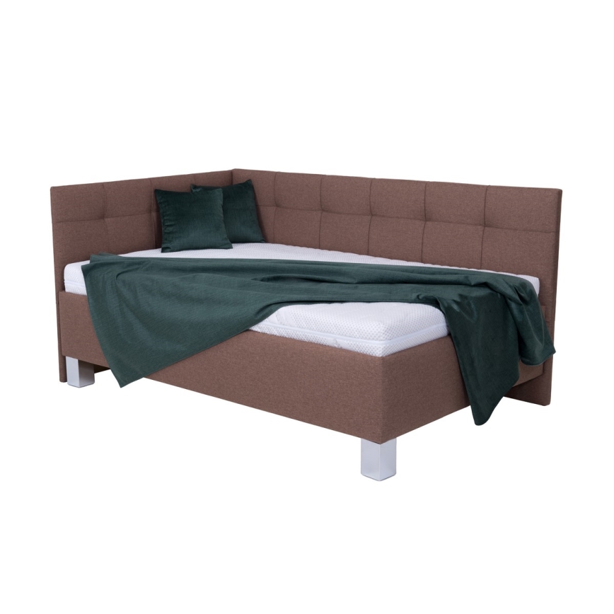 Oblazinjena postelja s prostorom za shranjevanje brez vzmetnice MARIA PETITE 120x200 cm rjava