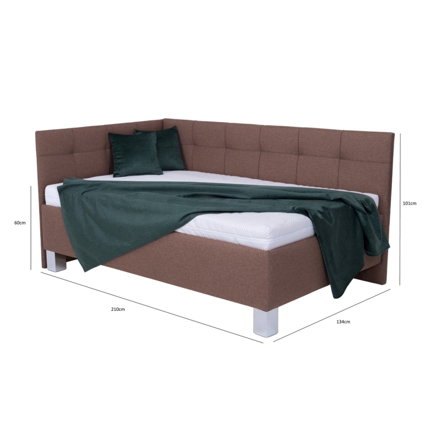 Oblazinjena postelja s prostorom za shranjevanje brez vzmetnice MARIA PETITE 120x200 cm rjava