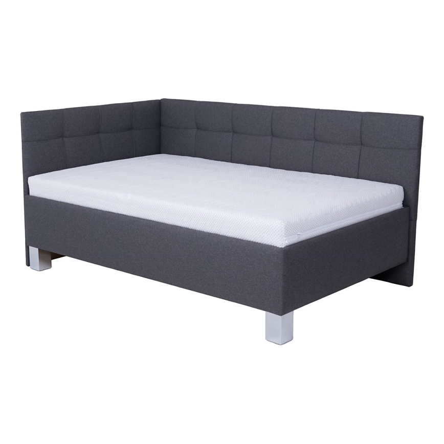 Oblazinjena postelja s prostorom za shranjevanje brez vzmetnice MARIA PETITE 120x200 cm siva