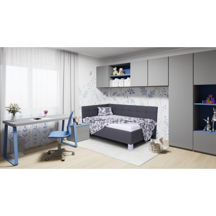 Oblazinjena postelja s prostorom za shranjevanje brez vzmetnice MARIA PETITE 120x200 cm siva