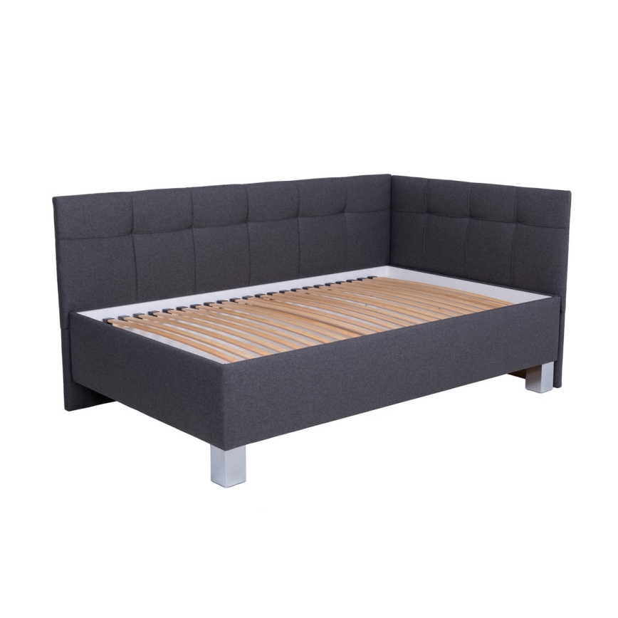 Oblazinjena postelja s prostorom za shranjevanje brez vzmetnice MARIA PETITE 120x200 cm siva