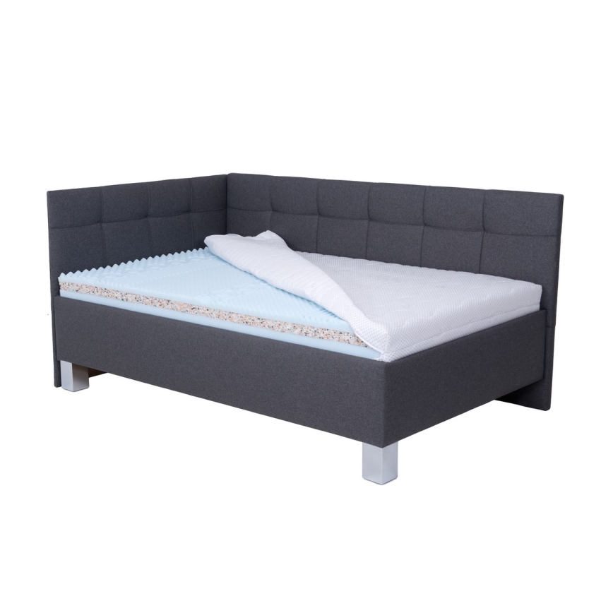Oblazinjena postelja s prostorom za shranjevanje brez vzmetnice MARIA PETITE 120x200 cm siva