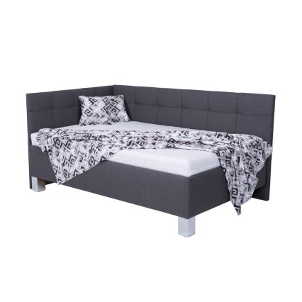 Oblazinjena postelja s prostorom za shranjevanje brez vzmetnice MARIA PETITE 120x200 cm siva