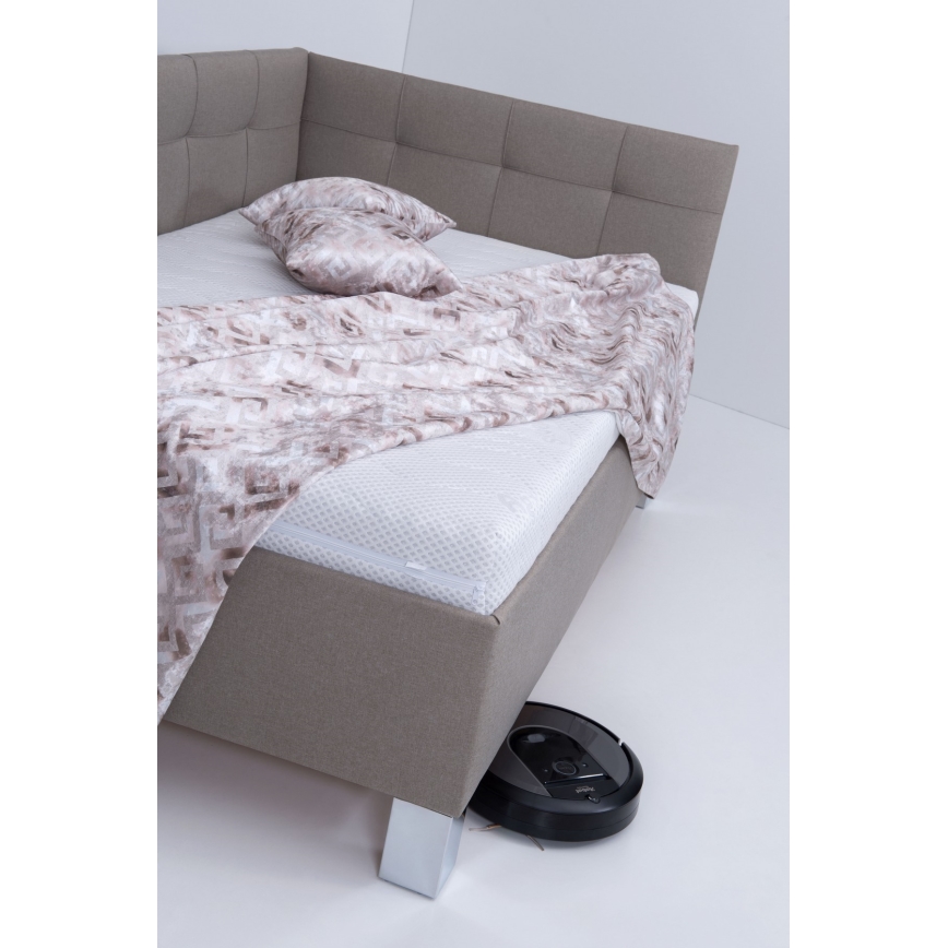 Oblazinjena postelja s prostorom za shranjevanje brez vzmetnice MARIA PETITE 120x200 cm taupe