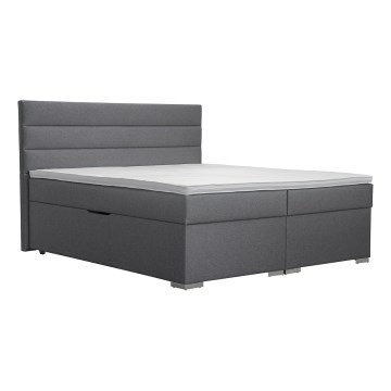 Oblazinjena postelja s prostorom za shranjevanje in vzmetnicami z nadvložkom NEW BOLERO 160x200 cm siva