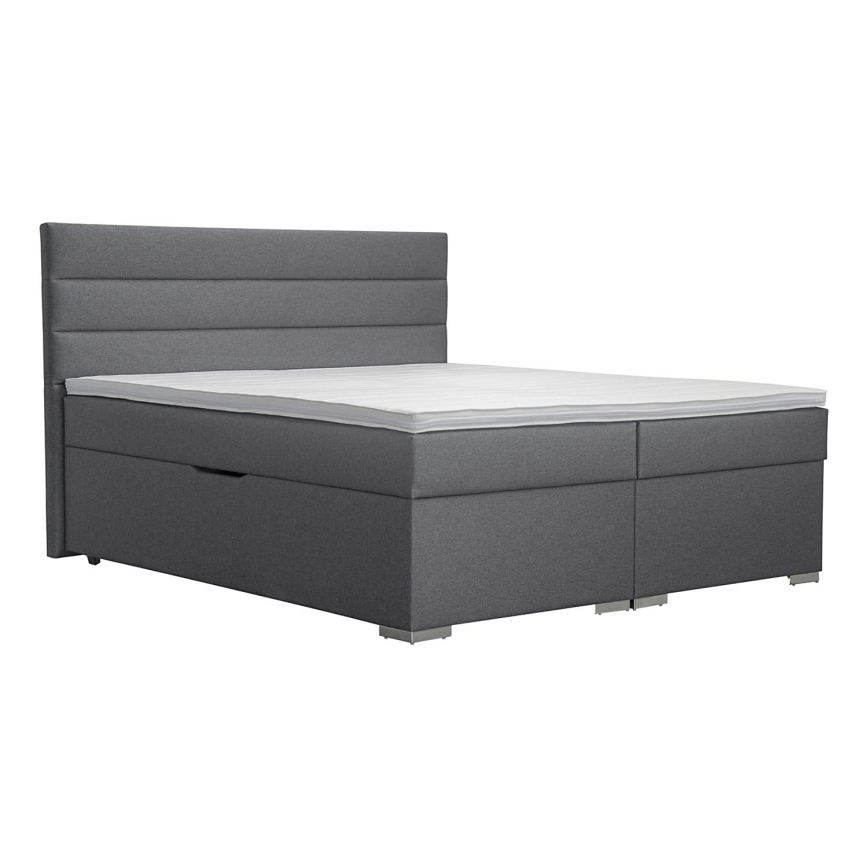 Oblazinjena postelja s prostorom za shranjevanje in vzmetnicami z nadvložkom NEW BOLERO 160x200 cm siva