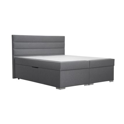 Oblazinjena postelja s prostorom za shranjevanje in vzmetnicami z nadvložkom NEW BOLERO 160x200 cm siva
