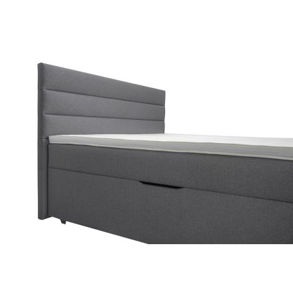 Oblazinjena postelja s prostorom za shranjevanje in vzmetnicami z nadvložkom NEW BOLERO 160x200 cm siva
