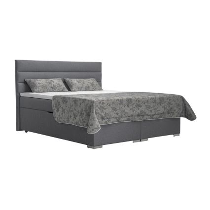 Oblazinjena postelja s prostorom za shranjevanje in vzmetnicami z nadvložkom NEW BOLERO 160x200 cm siva