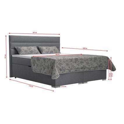 Oblazinjena postelja s prostorom za shranjevanje in vzmetnicami z nadvložkom NEW BOLERO 160x200 cm siva