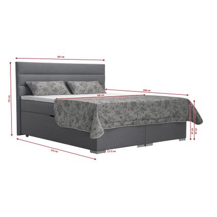 Oblazinjena postelja s prostorom za shranjevanje in vzmetnicami z nadvložkom NEW BOLERO 180x200 cm siva