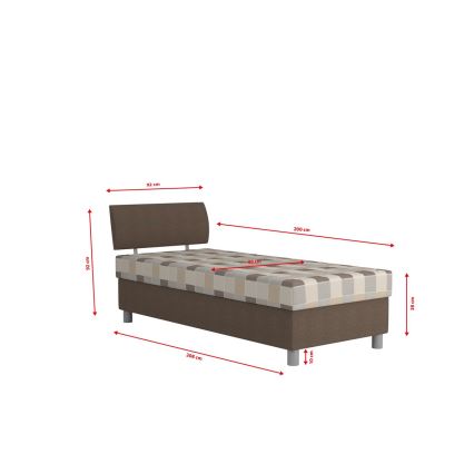 Oblazinjena postelja s prostorom za shranjevanje in vzmetnico GEORGE 90x200 cm rjava