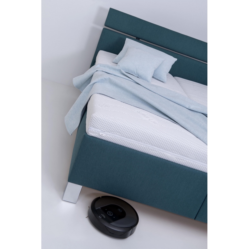 Oblazinjena postelja s shranjevalnim prostorom ALIS 160x200 cm petrolna, brez vzmetnice