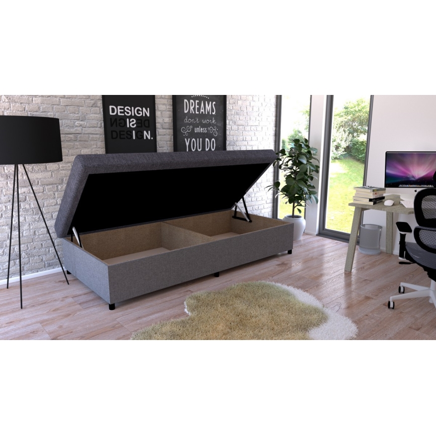 Oblazinjena postelja s shranjevalnim prostorom CORY 80x200 siva