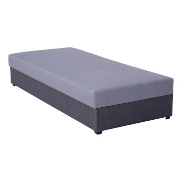 Oblazinjena postelja z shranjevalnim prostorom JACOB XL, nosilnost 130 kg, 90x200 cm, siva