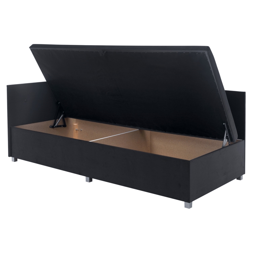 Tapecirana postelja z univerzalnim vzglavjem in prostorom za shranjevanje AMSTERDAM 90x200 cm siva