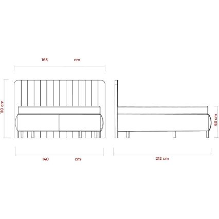 Oblazinjena postelja z vzmetnicami in prostorom za shranjevanje ALEXA 140x200 cm bež