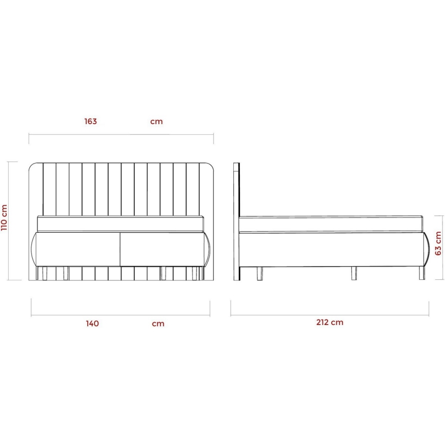 Oblazinjena postelja z vzmetnicami in prostorom za shranjevanje ALEXA 140x200 cm bež