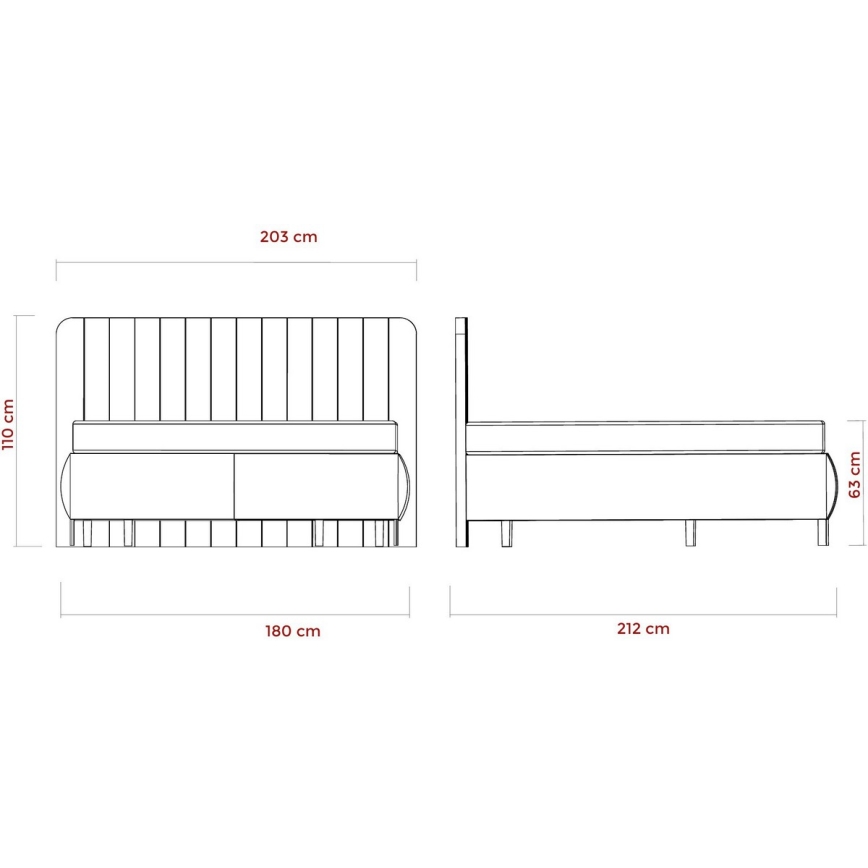 Oblazinjena postelja z vzmetnicami in prostorom za shranjevanje ALEXA 180x200 cm bež