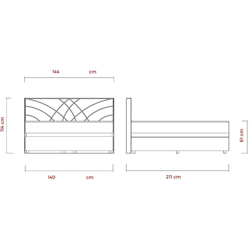 Oblazinjena postelja z vzmetnicami in prostorom za shranjevanje GINA 140x200 cm bež