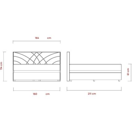Oblazinjena postelja z vzmetnicami in prostorom za shranjevanje GINA 160x200 cm bež