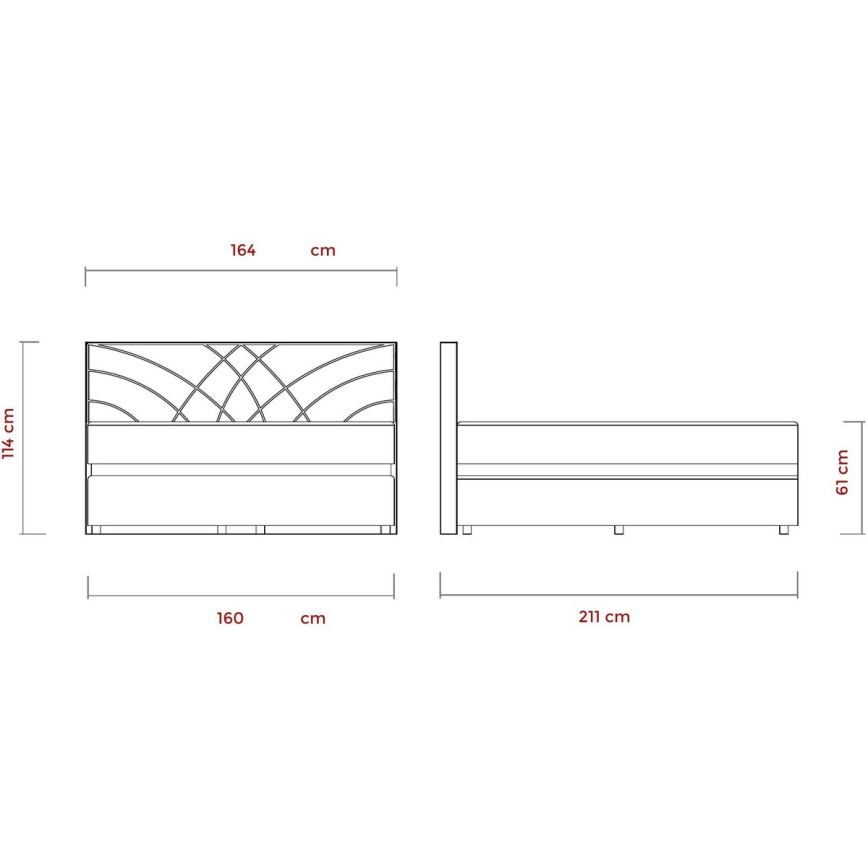 Oblazinjena postelja z vzmetnicami in prostorom za shranjevanje GINA 160x200 cm bež