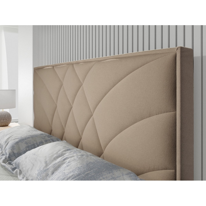 Oblazinjena postelja z vzmetnicami in prostorom za shranjevanje GINA 180x200 cm bež