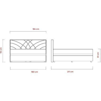 Oblazinjena postelja z vzmetnicami in prostorom za shranjevanje GINA 180x200 cm bež