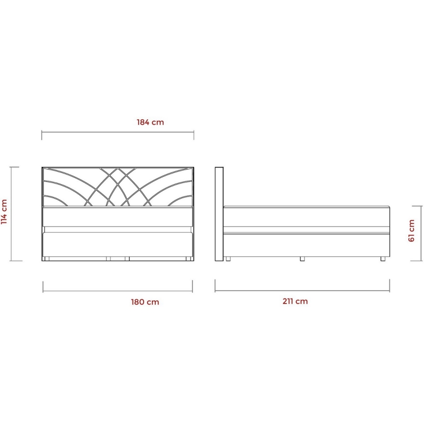 Oblazinjena postelja z vzmetnicami in prostorom za shranjevanje GINA 180x200 cm bež