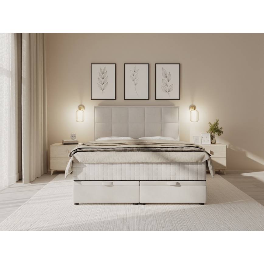 Oblazinjena postelja z vzmetnicami in prostorom za shranjevanje GRACE 140x200 cm siva