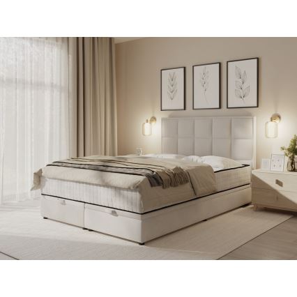 Oblazinjena postelja z vzmetnicami in prostorom za shranjevanje GRACE 180x200 cm bež