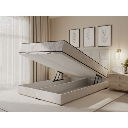 Oblazinjena postelja z vzmetnicami in prostorom za shranjevanje GRACE 180x200 cm bež