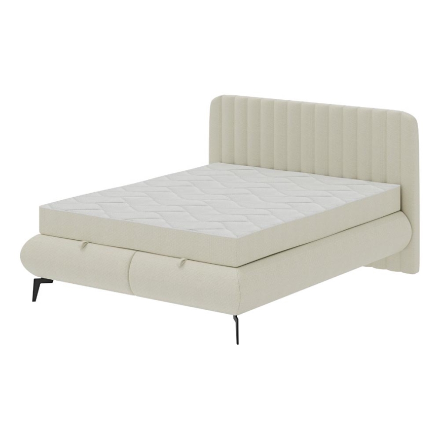 Oblazinjena postelja z vzmetnicami in topper s prostorom za shranjevanje ALEXA 160x200 cm bež