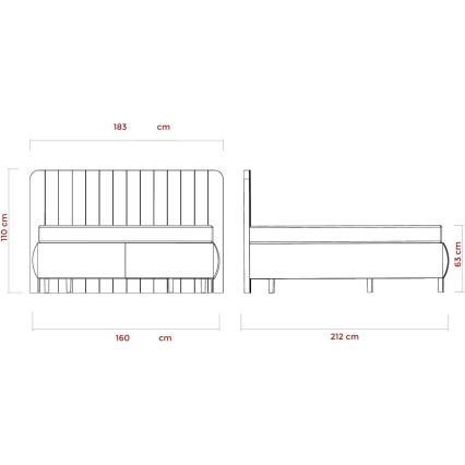 Oblazinjena postelja z vzmetnicami in topper s prostorom za shranjevanje ALEXA 160x200 cm bež
