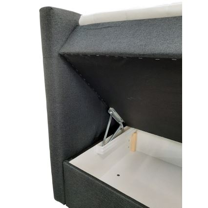 Oblazinjena postelja z vzmetnicami in topper s prostorom za shranjevanje EMBER 160x200 cm antracit