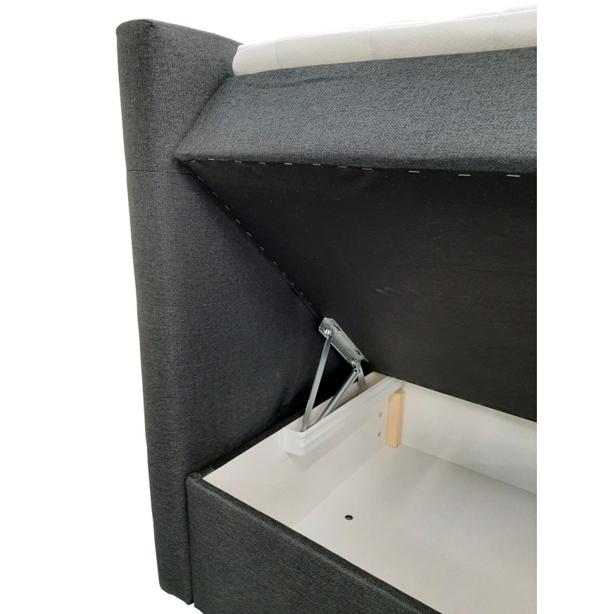 Oblazinjena postelja z vzmetnicami in topper s prostorom za shranjevanje EMBER 160x200 cm antracit