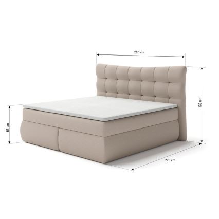 Oblazinjena postelja z vzmetnicami in topper SOFIA 180x200 cm bež