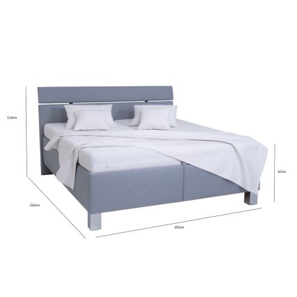 Oblazinjena postelja z vzmetnico in prostorom za shranjevanje ALIS 180x200 cm svetlo siva