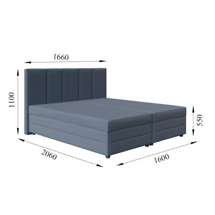 Oblazinjena postelja z vzmetnico in prostorom za shranjevanje ISABEL 160x200 siva
