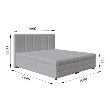 Oblazinjena postelja z vzmetnico in prostorom za shranjevanje ISABEL 160x200 svetlo siva