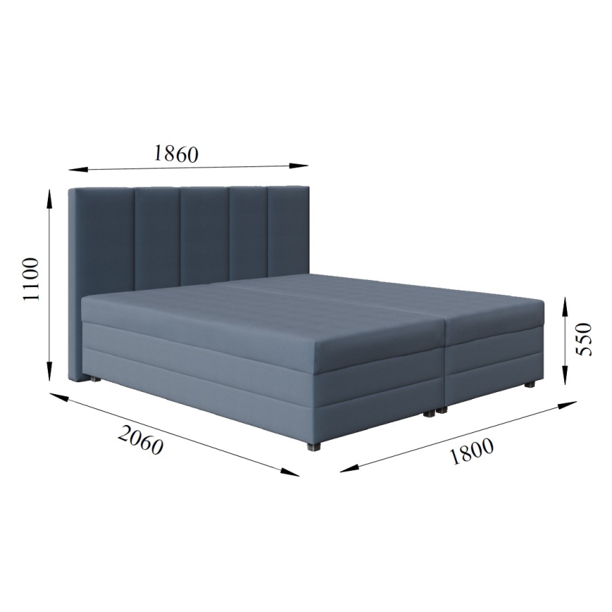 Oblazinjena postelja z vzmetnico in prostorom za shranjevanje ISABEL 180x200 siva